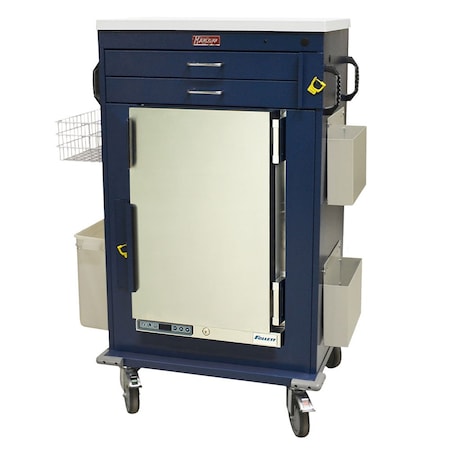 Harloff MH Treatment Cart with 1.8 Cubic ft Medical Grade Refrigerator, 2 Drawers, Breakaway Lock MH5200B